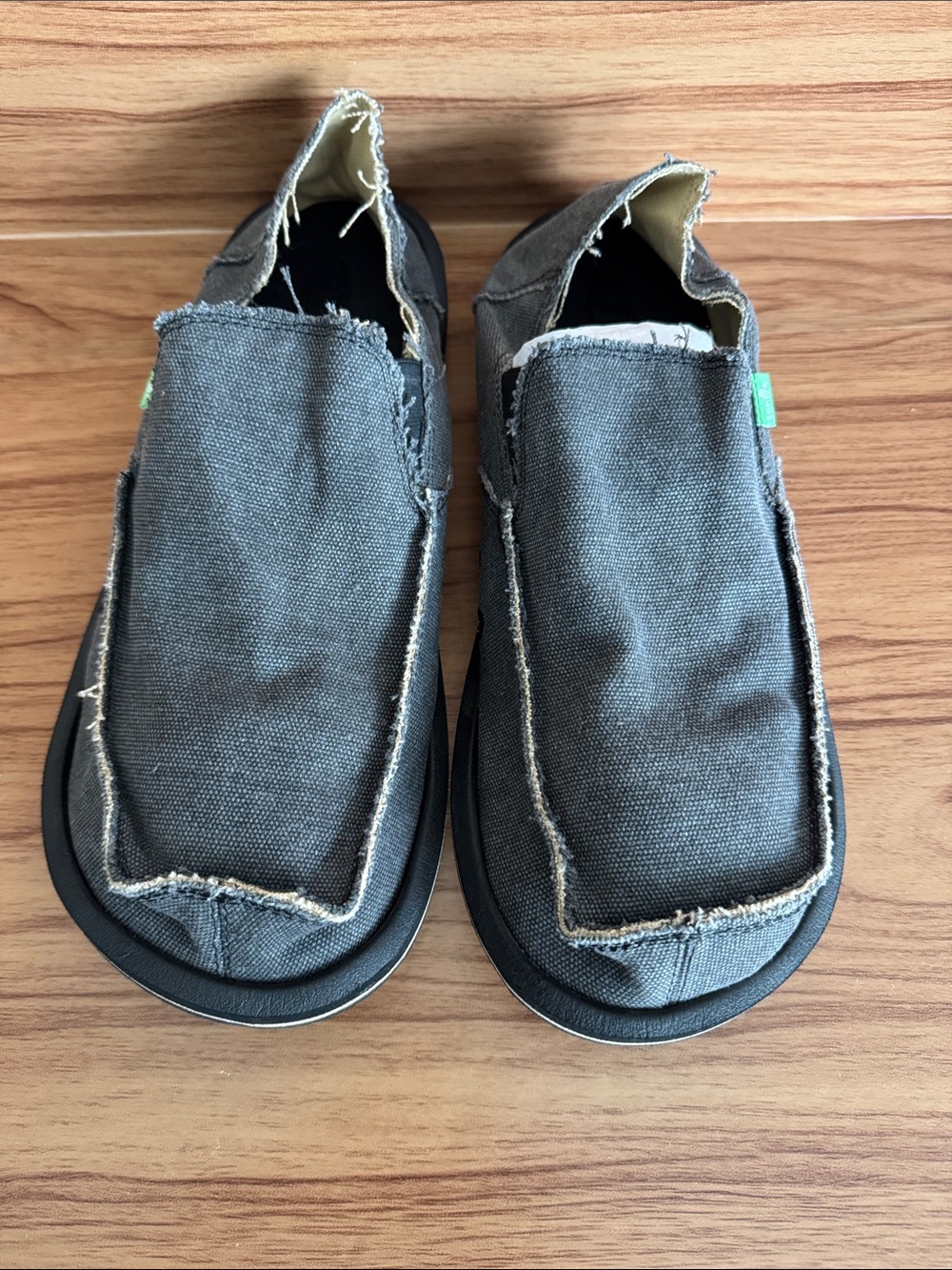 Sanuk Men's Vagabond Sidewalk Surfer Canvas Slip-Ons - Charcoal Gray size 13